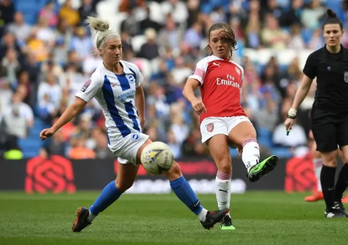 Framed Print : Katie McCabe vs. Kirsty Barton: Intense Moment at the FA WSL Match
