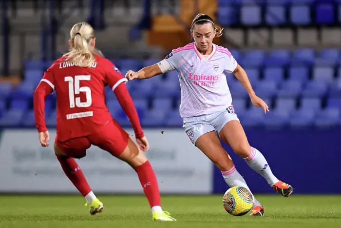 Framed Print : Katie McCabe vs. Sofie Lundgaard: Intense Battle in Liverpool FC vs. Arsenal FC Women's Super League Clash Framed Print : Katie McCabe vs. Sofie Lundgaard: Intense Battle in Liverpool FC vs. Arsenal FC Women's Super League Clash