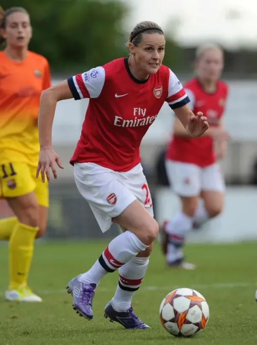Framed Print : Kelly Smith in Action: Arsenal Ladies vs. Barcelona - UEFA Women's Champions League 2012-13