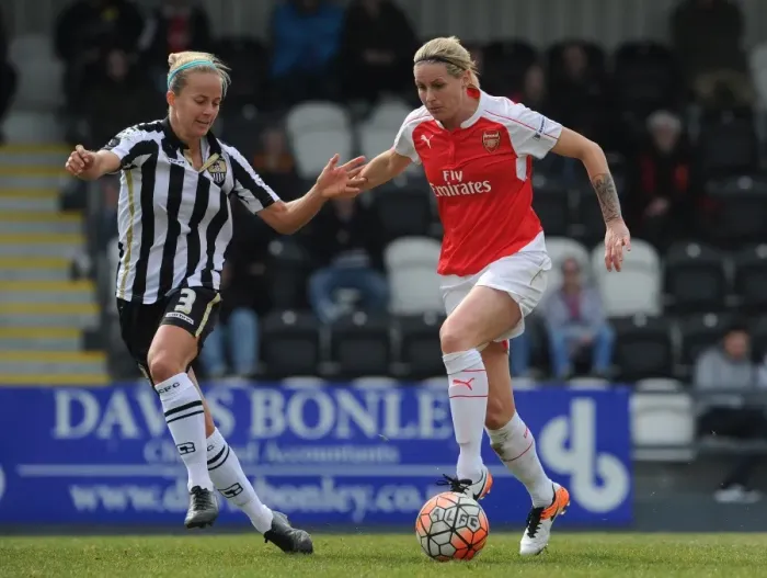 Framed Print : Kelly Smith (Arsenal Ladies) Aivi Luik (Notts County) Framed Print : Kelly Smith (Arsenal Ladies) Aivi Luik (Notts County)