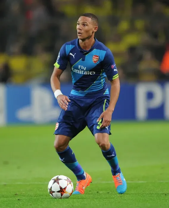 Framed Print : Kieran Gibbs in Action: Borussia Dortmund vs. Arsenal, UEFA Champions League (2014-15)
