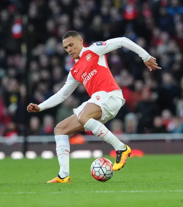 Framed Print : Kieran Gibbs (Arsenal). Arsenal 2: 1 Burnley. FA Cup 4th Round. Emirates Stadium, 30  /  1  /  16