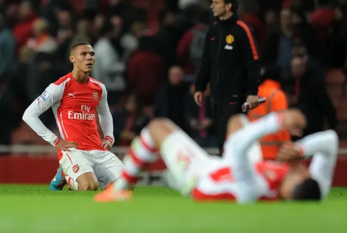 Framed Print : Kieran Gibbs (Arsenal). Arsenal 2: 1 Manchester United. Barclays Premier League. Emirates Stadium Framed Print : Kieran Gibbs (Arsenal). Arsenal 2: 1 Manchester United. Barclays Premier League. Emirates Stadium
