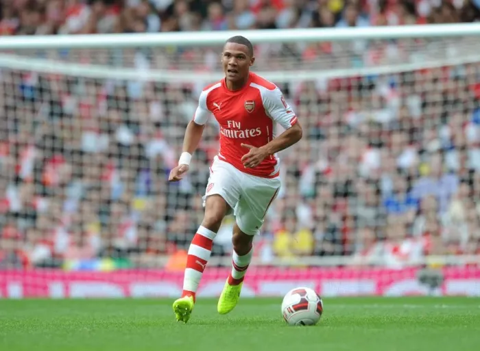 Framed Print : Kieran Gibbs (Arsenal). Arsenal 5: 1 Benfica. The Emirates Cup, Day 1. Emirates Stadium, 2  /  8  /  14