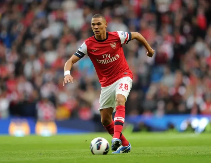 Framed Print : Kieran Gibbs (Arsenal). Manchester City 1: 1 Arsenal. Barclays Premier League