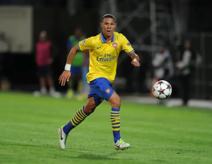 Framed Print : Kieran Gibbs (Arsenal). Olympic Marseille 1: 2 Arsenal. UEFA Champions League. Group F