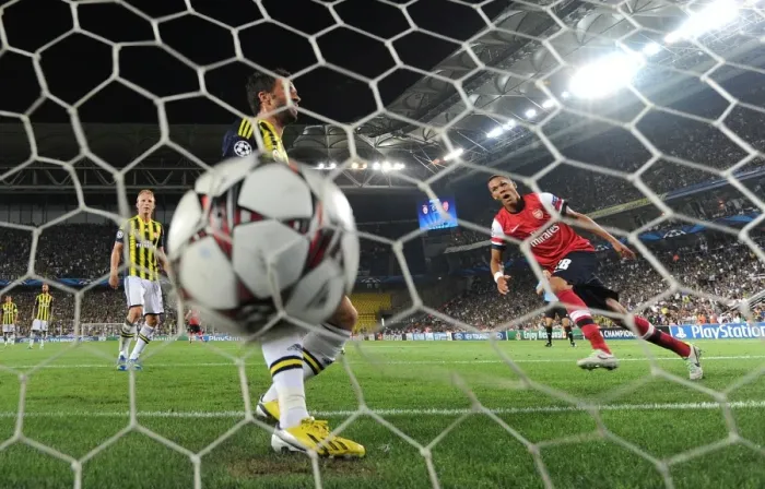 Framed Print : Kieran Gibbs Scores First Arsenal Goal in UEFA Champions League Play-offs Against Fenerbahce Framed Print : Kieran Gibbs Scores First Arsenal Goal in UEFA Champions League Play-offs Against Fenerbahce