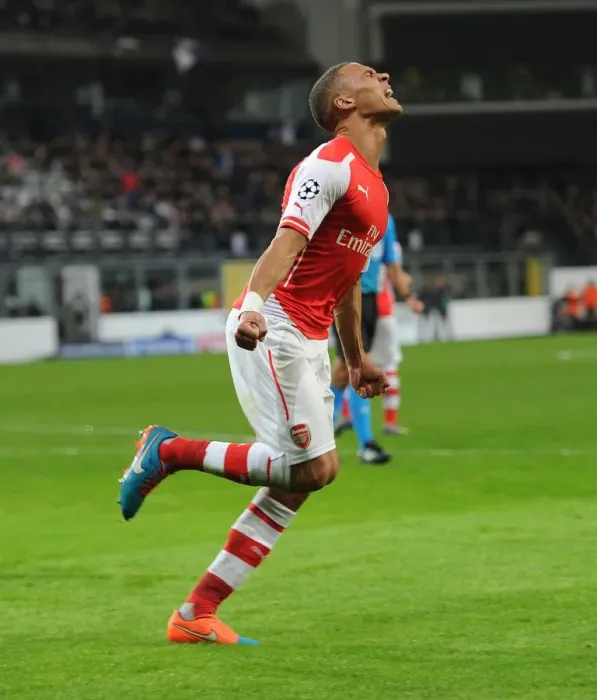 Framed Print : Kieran Gibbs Scores First Goal: Arsenal's Triumph over Anderlecht in the 2014-15 UEFA Champions League