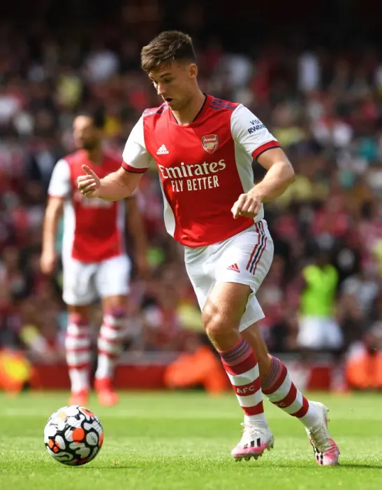 Framed Print : Kieran Tierney (Arsenal). Arsenal 1: 2 Chelsea. The Mind Series. Emirates Stadium, 1  /  8  /  21