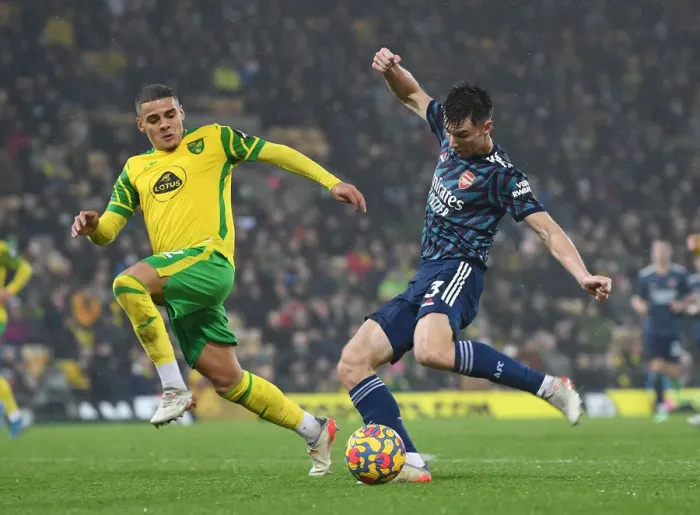 Framed Print : Kieran Tierney Scores Arsenal's Second Goal Against Norwich City (December 2021) Framed Print : Kieran Tierney Scores Arsenal's Second Goal Against Norwich City (December 2021)