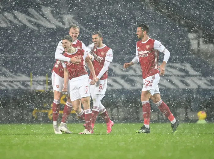 Framed Print : Kieran Tierney Scores First Arsenal Goal: Arsenal's Triumph over West Bromwich Albion
