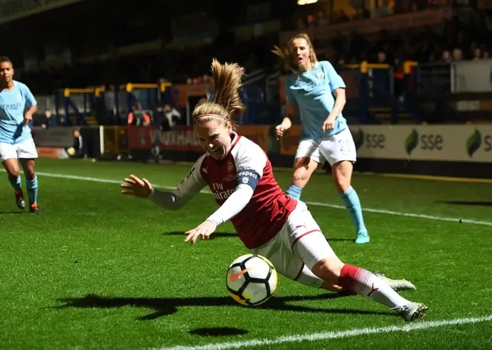 Framed Print : Kim Little in Action: Arsenal Women's Continental Cup Final vs Manchester City Ladies