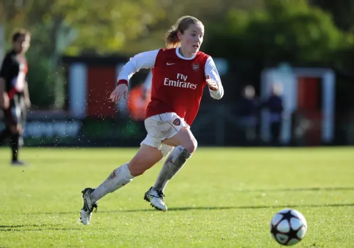 Framed Print : Kim Little (Arsenal). Arsenal Ladies 4: 1 Rayo Vallecano. Womens UEFA Champions League