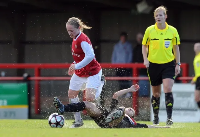 Framed Print : Kim Little (Arsenal) Cristina Vega (Rayo). Arsenal Ladies 4: 1 Rayo Vallecano Framed Print : Kim Little (Arsenal) Cristina Vega (Rayo). Arsenal Ladies 4: 1 Rayo Vallecano