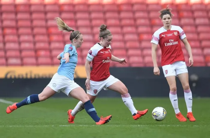 Framed Print : Kim Little (Arsenal) Keira Walsh (Man City)