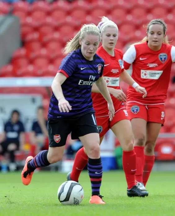 Framed Print : Kim Little (Arsenal) Nikki Watts (Bristol). Arsenal Ladies 3: 0 Bristol Academy. Womens FA Cup Final