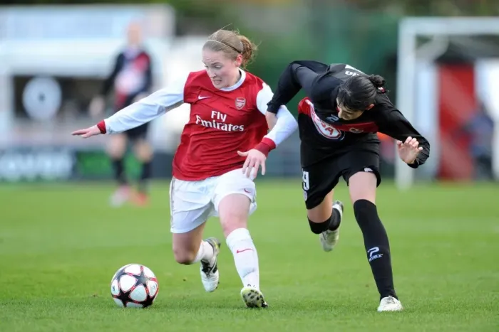 Framed Print : Kim Little (Arsenal) Rocio Ruiz (Rayo). Arsenal Ladies 4: 1 Rayo Vallecano Framed Print : Kim Little (Arsenal) Rocio Ruiz (Rayo). Arsenal Ladies 4: 1 Rayo Vallecano