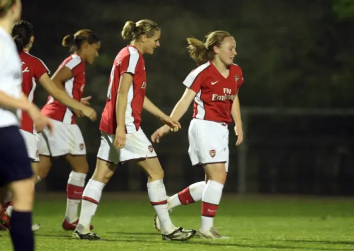 Framed Print : Kim Little celebrates scoring her 2nd goal Arsenals 6th