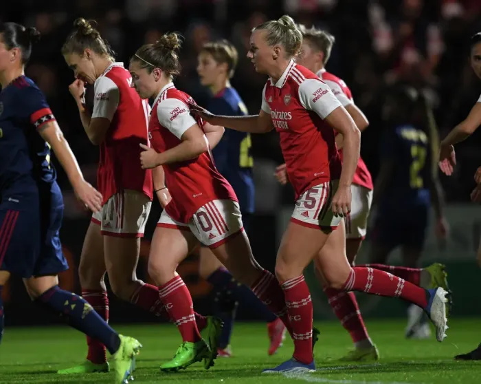 Framed Print : Kim Little Scores Duo: Arsenal Women's Historic UEFA Champions League Debut vs Ajax