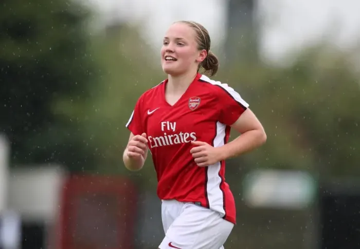 Framed Print : Kim Little's Euphoric Moment: Arsenal's First Goal in 9:0 UEFA Womens Champions League Victory Framed Print : Kim Little's Euphoric Moment: Arsenal's First Goal in 9:0 UEFA Womens Champions League Victory