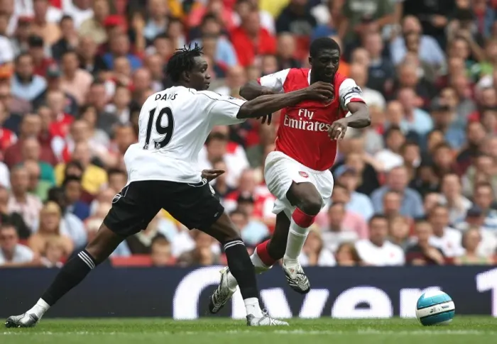 Framed Print : Kolo Toure (Arsenal) Claude Davis (Derby)