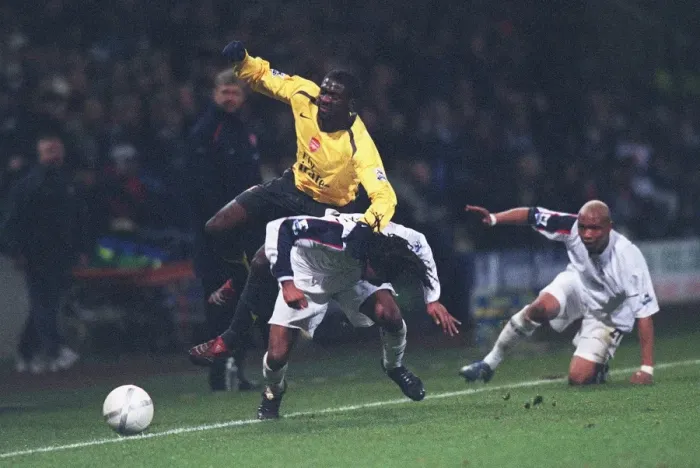 Framed Print : Kolo Toure (Arsenal) Ricardo Gardner and El Hadji Diouf (Bolton) Framed Print : Kolo Toure (Arsenal) Ricardo Gardner and El Hadji Diouf (Bolton)