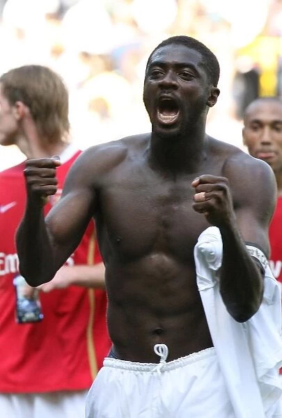 Kolo Toure celebrates the Arsenal victory after the match