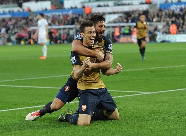 Koscielny and Giroud: Celebrating Arsenal's Winning Goals Against Swansea City (2015-16)
