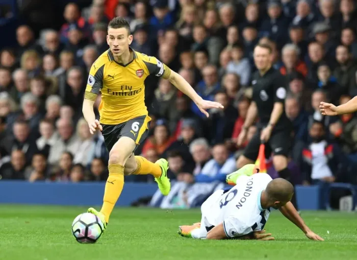 Framed Print : Koscielny Outruns Rondon: West Bromwich Albion vs. Arsenal, Premier League 2016-17