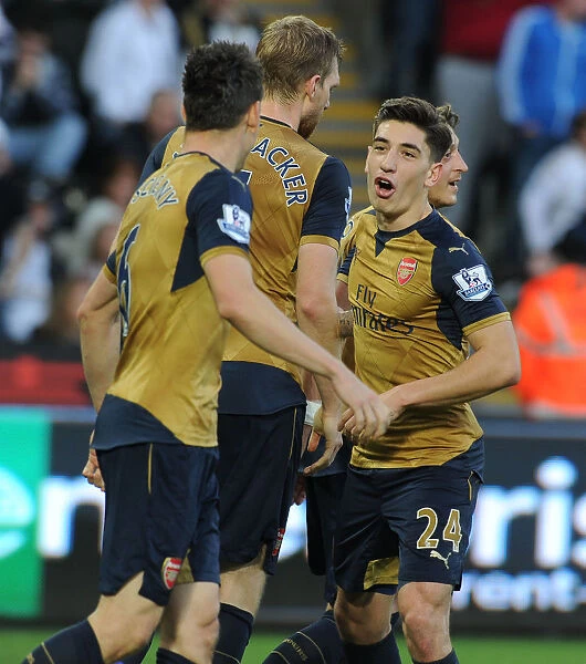 Koscielny Scores and Arsenal Celebrate: A Memorable Moment from Swansea City vs Arsenal (October 2015)