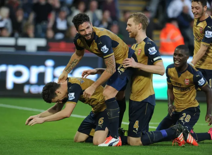 Framed Print : Koscielny Scores Brace: Arsenal's Win Against Swansea City, 2015-16 Premier League