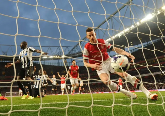 Framed Print : Koscielny Scores First Goal: Arsenal vs Newcastle United, Premier League 2013 / 14