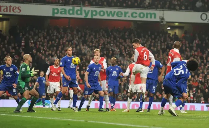 Framed Print : Koscielny Scores the Second: Arsenal Leads 2-1 over Everton Framed Print : Koscielny Scores the Second: Arsenal Leads 2-1 over Everton
