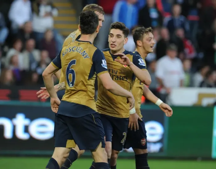Framed Print : Koscielny Scores Second Goal: Arsenal's Victory Celebration vs Swansea City (2015-16)