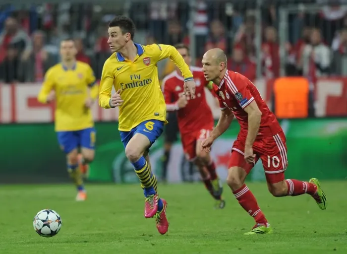 Framed Print : Koscielny vs. Robben: Battle in Munich - Arsenal vs. Bayern Munich, UEFA Champions League 2014