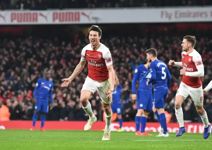 Framed Print : Koscielny's Comeback: Dramatic Equalizer - Arsenal vs. Chelsea, Premier League 2018-19