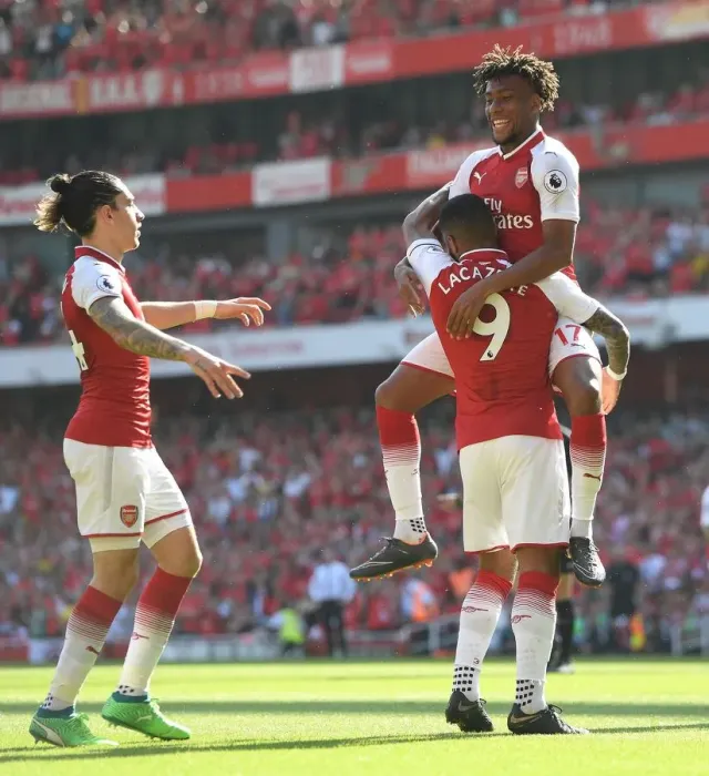 Framed Print : Lacazette Assists Iwobi: Arsenal's First Goal vs Burnley (2017-18)