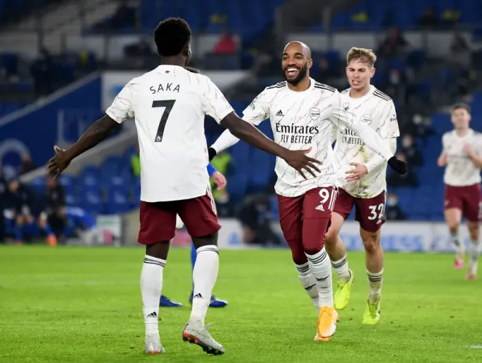 Framed Print : Lacazette and Saka's Goal Celebration: Arsenal's Victory at Brighton & Hove Albion (Premier League 2020-21) Framed Print : Lacazette and Saka's Goal Celebration: Arsenal's Victory at Brighton & Hove Albion (Premier League 2020-21)