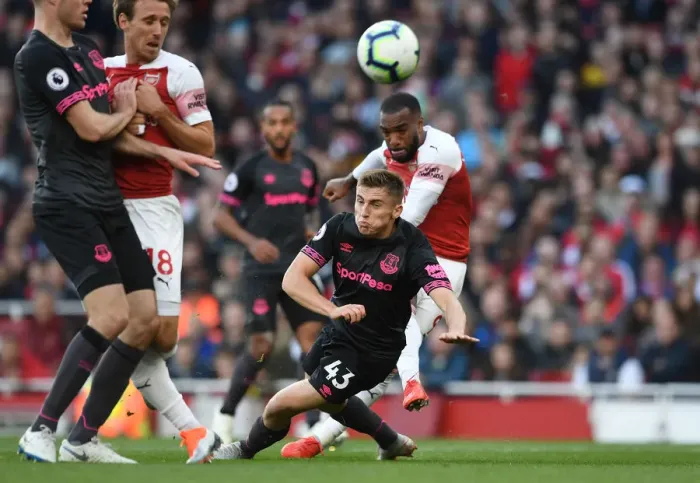 Framed Print : Lacazette Strikes First: Arsenal vs. Everton, Premier League 2018-19 Framed Print : Lacazette Strikes First: Arsenal vs. Everton, Premier League 2018-19