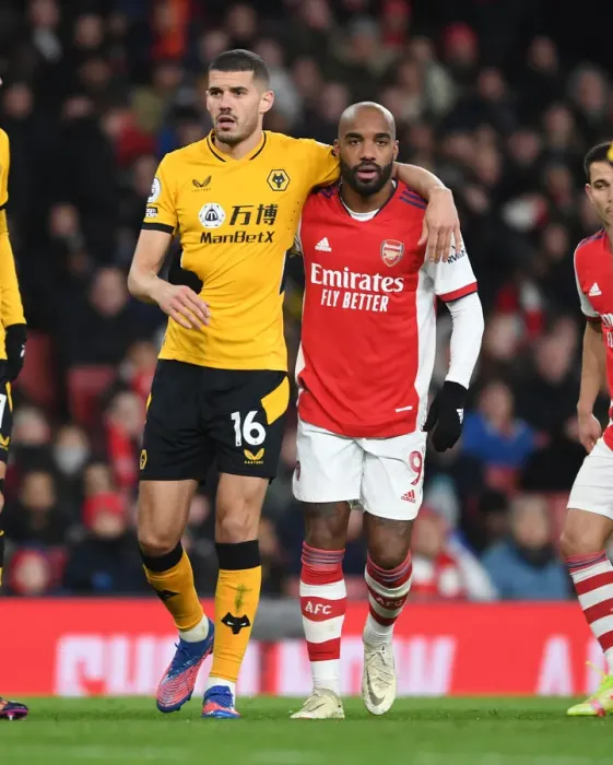 Framed Print : Lacazette vs. Coady: A Premier League Showdown at the Emirates Framed Print : Lacazette vs. Coady: A Premier League Showdown at the Emirates