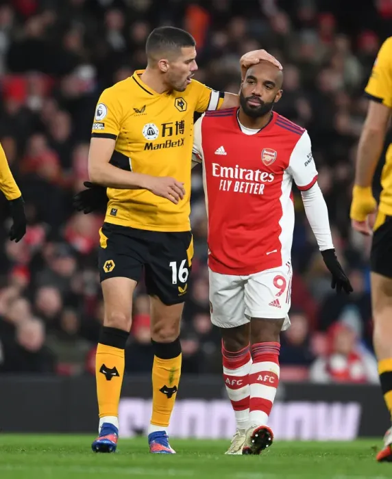 Framed Print : Lacazette vs. Coady: A Premier League Showdown at the Emirates Framed Print : Lacazette vs. Coady: A Premier League Showdown at the Emirates