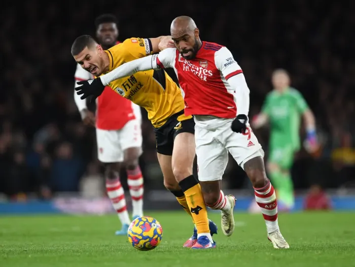 Framed Print : Lacazette vs. Coady: A Premier League Showdown at Emirates Stadium Framed Print : Lacazette vs. Coady: A Premier League Showdown at Emirates Stadium