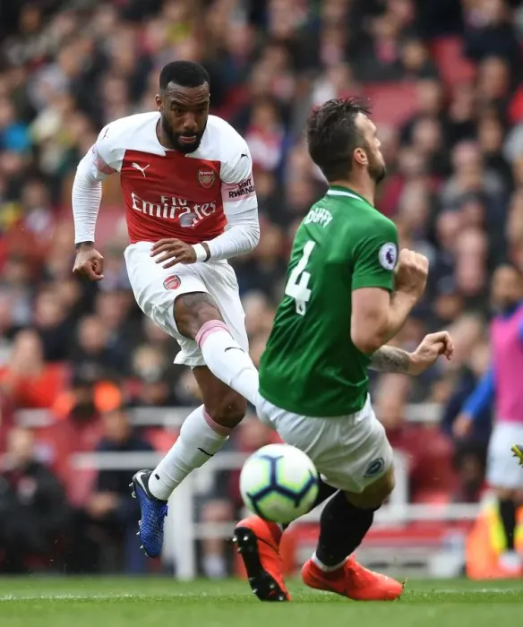 Framed Print : Lacazette vs Dunk: Blocked Shot Drama at Arsenal vs Brighton Framed Print : Lacazette vs Dunk: Blocked Shot Drama at Arsenal vs Brighton
