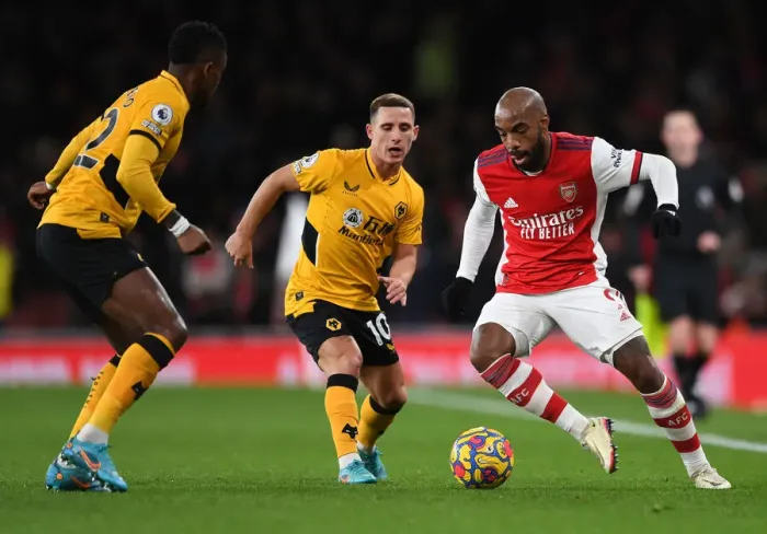 Framed Print : Lacazette vs. Podence: A Premier League Showdown at the Emirates Framed Print : Lacazette vs. Podence: A Premier League Showdown at the Emirates