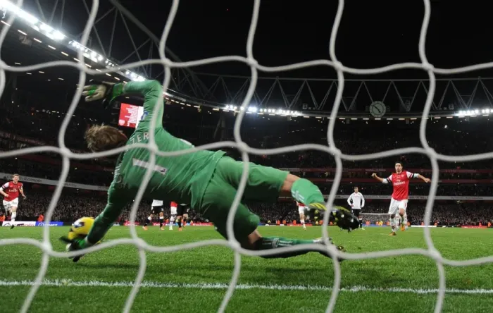 Framed Print : Last-Minute Drama: Schwarzer Saves Arteta's Penalty vs. Arsenal (Arsenal v Fulham 2012-13) Framed Print : Last-Minute Drama: Schwarzer Saves Arteta's Penalty vs. Arsenal (Arsenal v Fulham 2012-13)