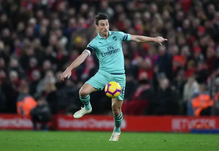 Framed Print : Laurent Koscielny in Action: Liverpool vs Arsenal, Premier League 2018-19