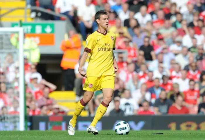 Framed Print : Laurent Koscielny (Arsenal). Liverpool 1: 1 Arsenal, Barclays Premier League Framed Print : Laurent Koscielny (Arsenal). Liverpool 1: 1 Arsenal, Barclays Premier League