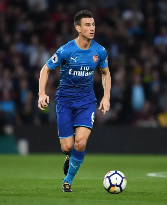 Framed Print : Laurent Koscielny Focuses in Arsenal's Victory Against Watford (2017-18)