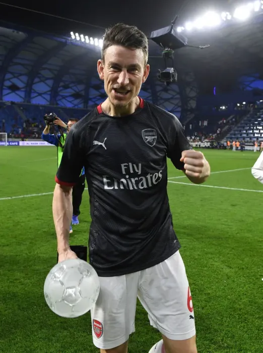 Framed Print : Laurent Koscielny - Post-Match Reflection at Al-Nasr Dubai SC, 2019