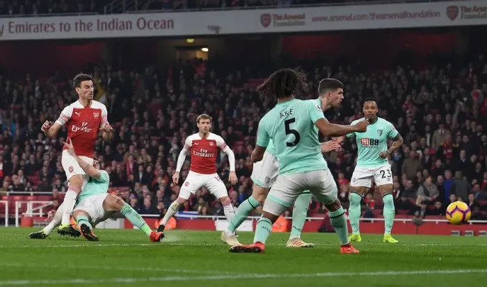 Framed Print : Laurent Koscielny Scores Arsenal's Third Goal vs AFC Bournemouth, Premier League 2018-19 Framed Print : Laurent Koscielny Scores Arsenal's Third Goal vs AFC Bournemouth, Premier League 2018-19